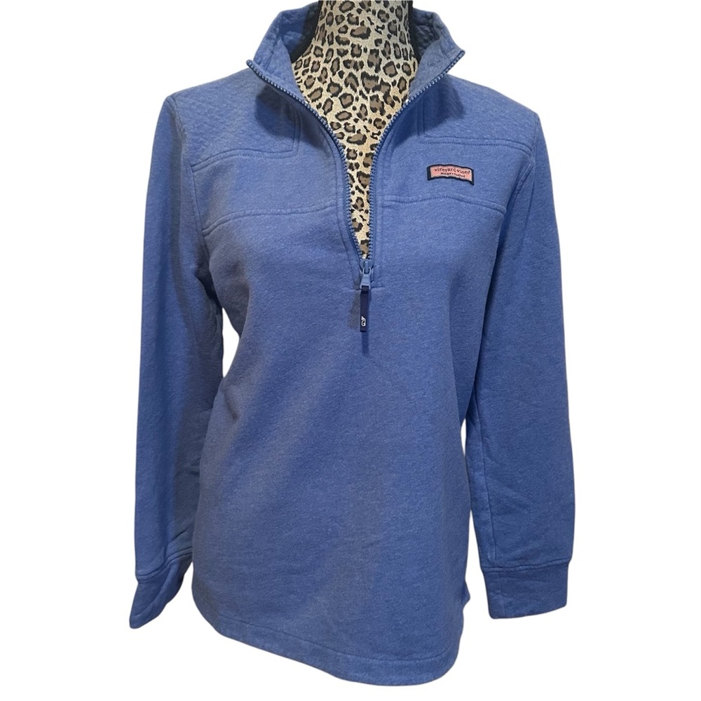 Vineyard Vines Shirt/Jacket Women’s Medium Blue Pullover w/ Zipper Pink Label